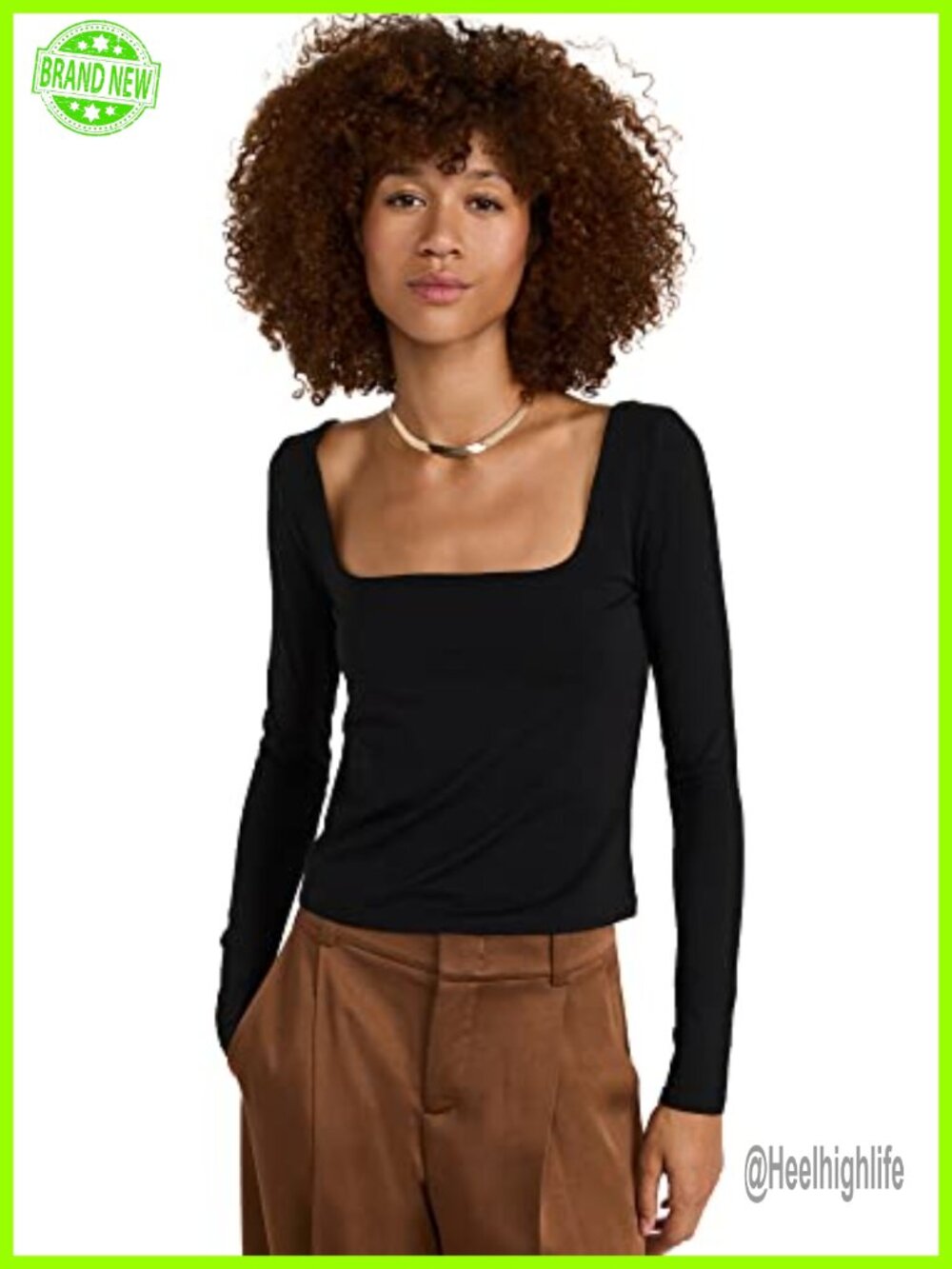 Long Sleeve Square Neck Tunic Top Regular Fit Solid Vacation